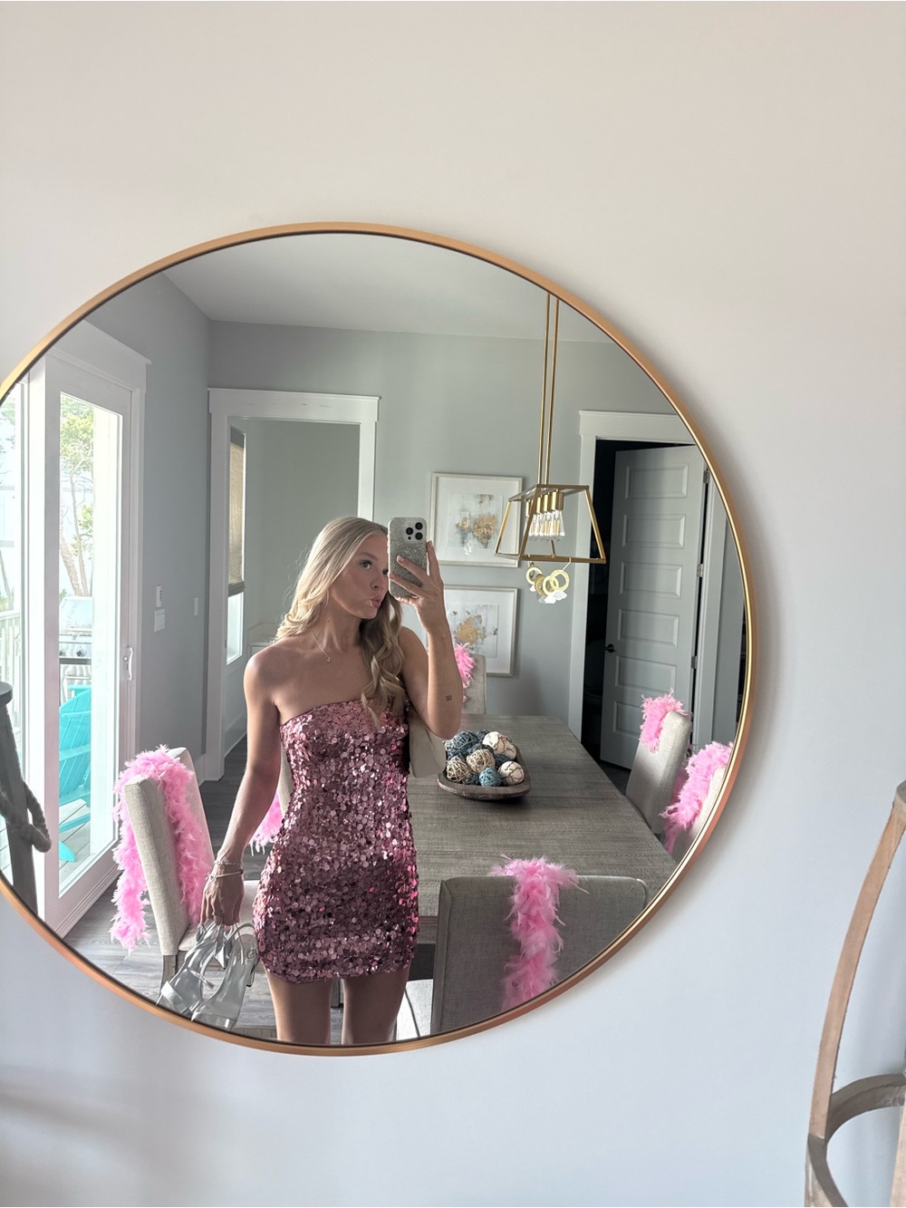 superdown Pink Sequin Mini Dress